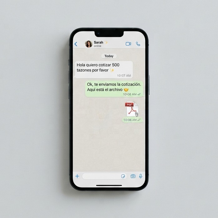 Conversación de WhatsApp cotizando un producto